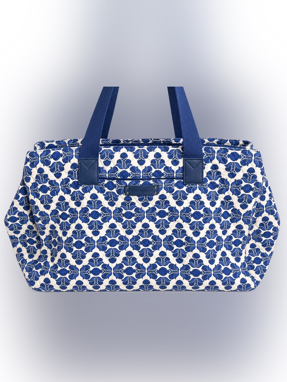 Vera Bradley East West Tote Blue & White Large Travel Bag